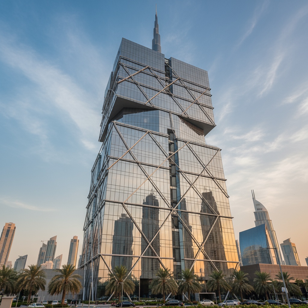 Modern glass facade building in Dubai, UAE